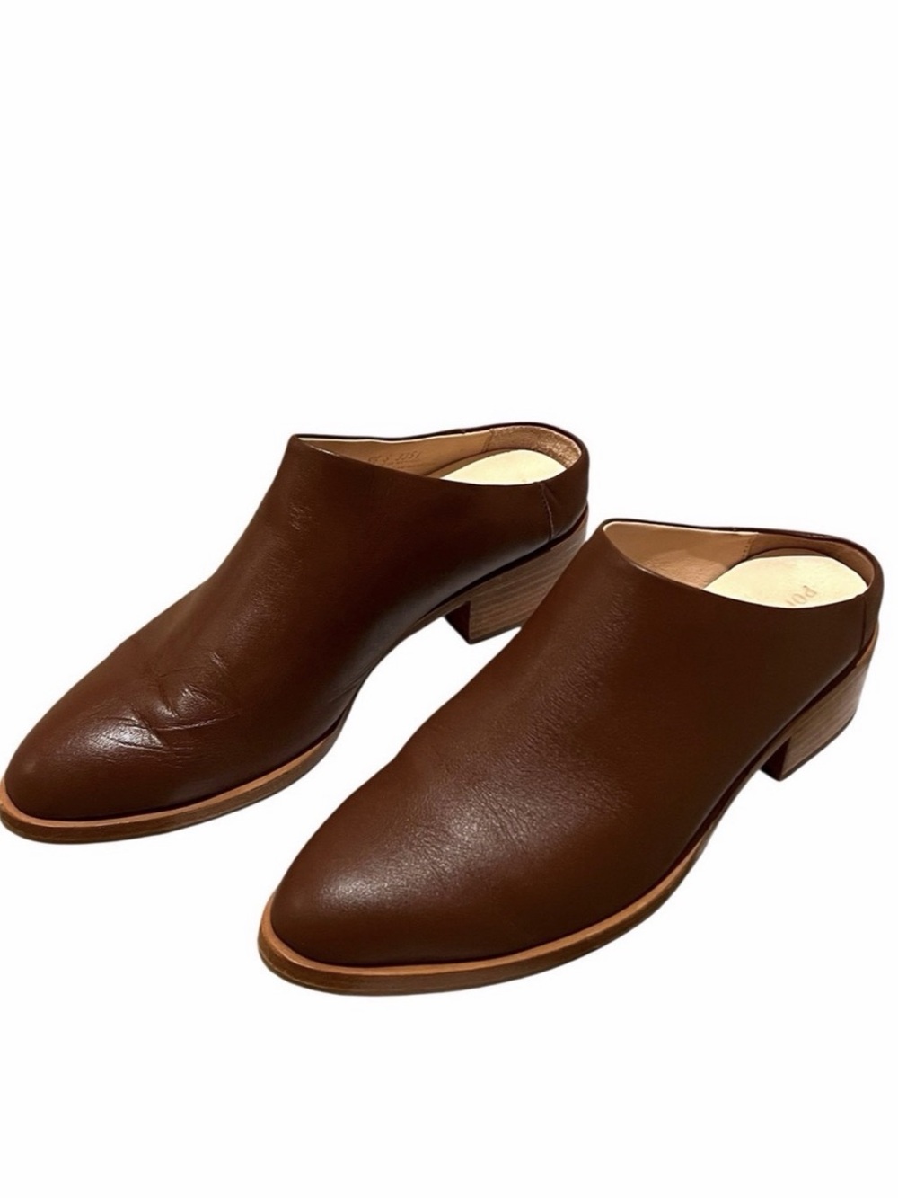NWT Poppy Barley Low Down Heeled Leather Mule in Redwood Brown Size 8.5